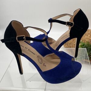 Vittorio D'Firenze Blossom Carina-76 Faux Suede T-strap Peep-toe Platform Stilet